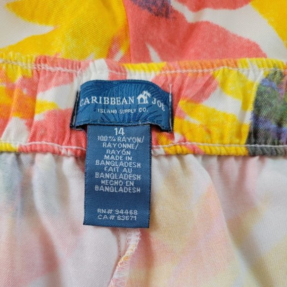 Caribbean Joe tropical wide leg capris Size 14 - Picture 5 of 5